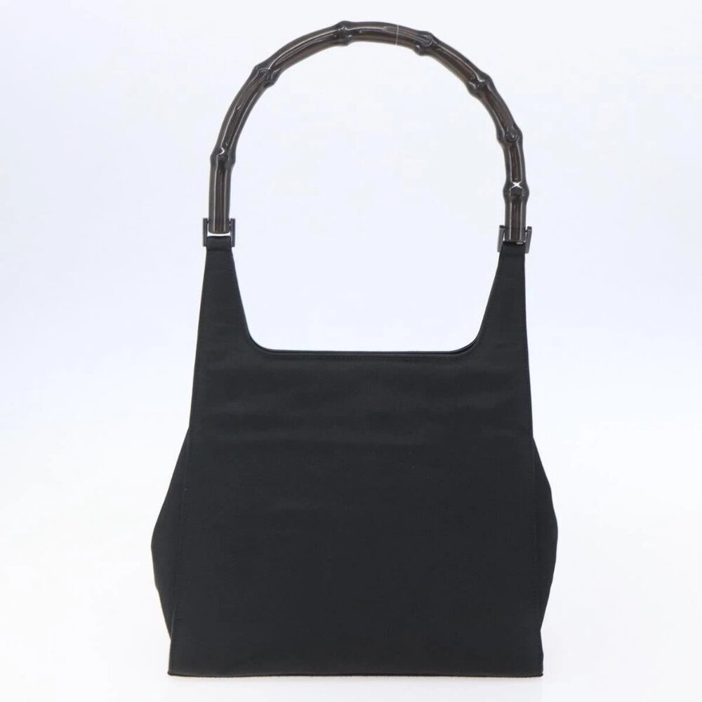 GUCCI GG Supreme Bamboo Shoulder Bag PVC Nylon 3 Set Beige Black Auth ka378 - Picture 11 of 16